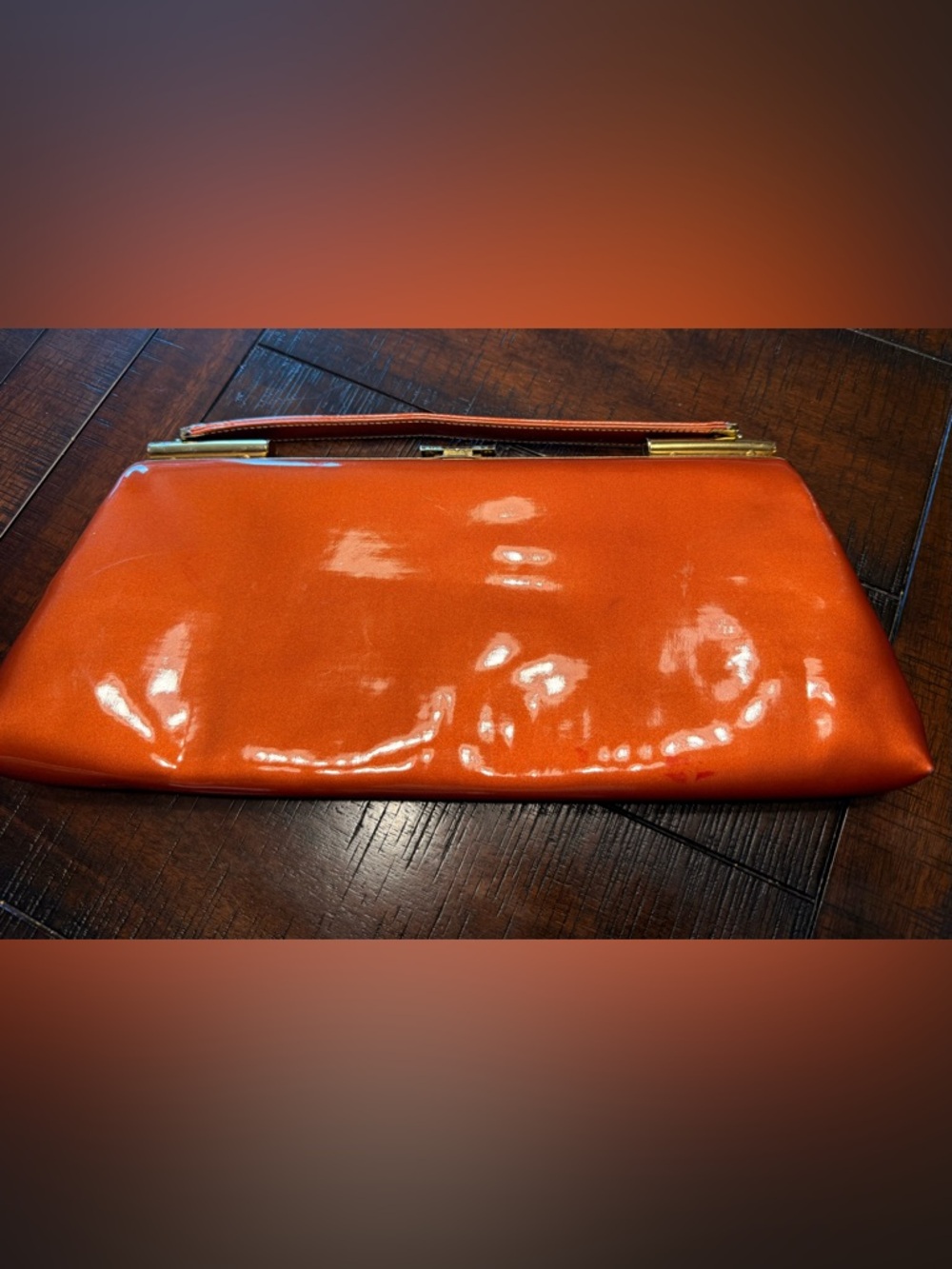 Vintage 1960’s-1970’s Orange Patent  Clutch